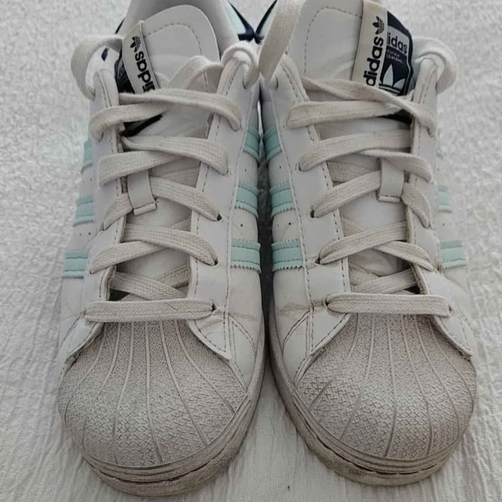 Womens Adidas White and Blue Sneakers